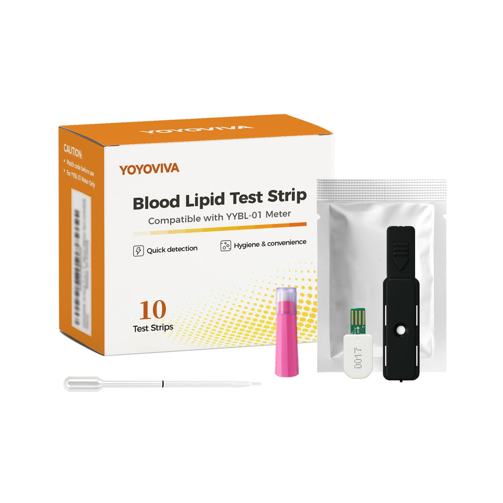 YOYOVIVA 10 Pack 5 in 1  TC HDL TG LDL TC/HDL Test Strips with Lancets Droppers Compatible with The YYBL-01 Lipid Meter (Meter Not Included)