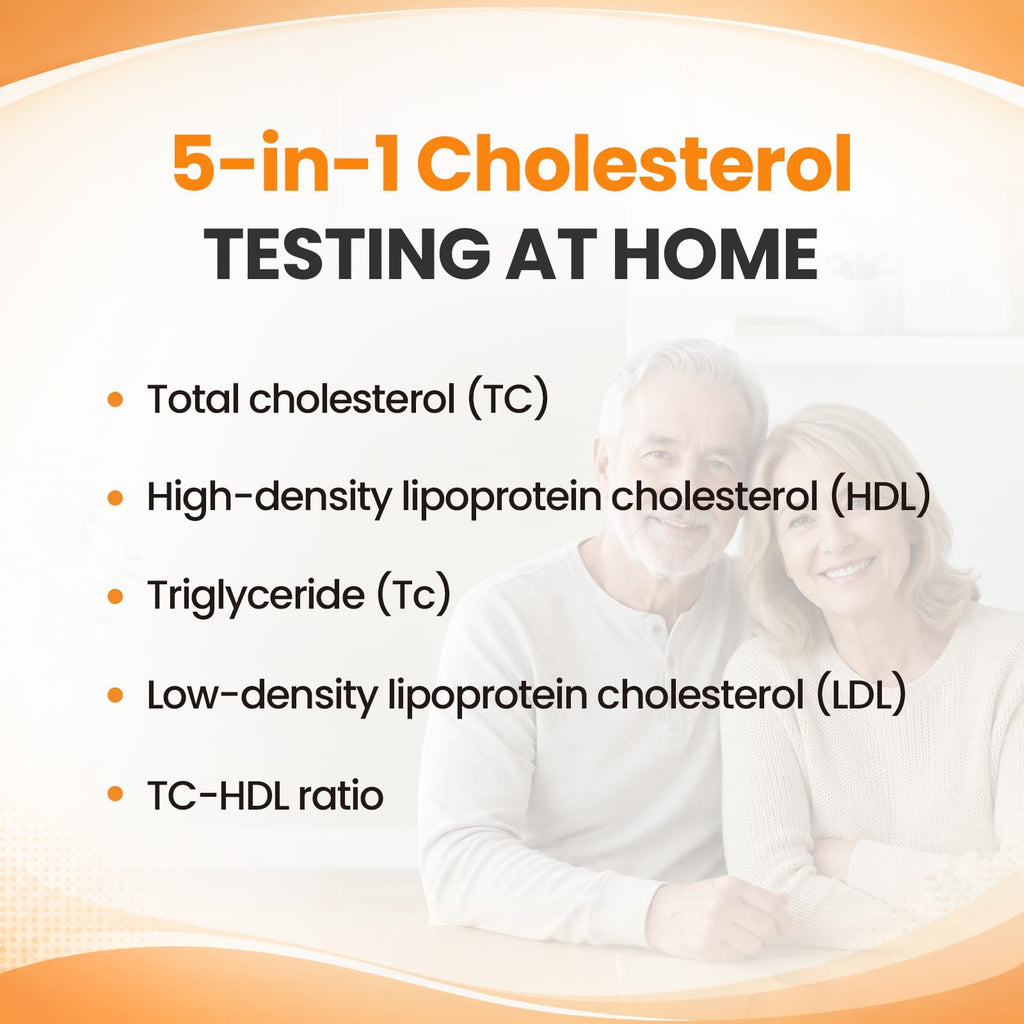YOYOVIVA 5-in-1 Portable Cholesterol Test Meter Kit YYLIP-01 for Total Cholesterol, HDL, LDL, Triglycerides & TC/HDL Ratio, Easy-to-Use Home Lipid Testing Kit with 10 Test Strips, Lancets & Droppers
