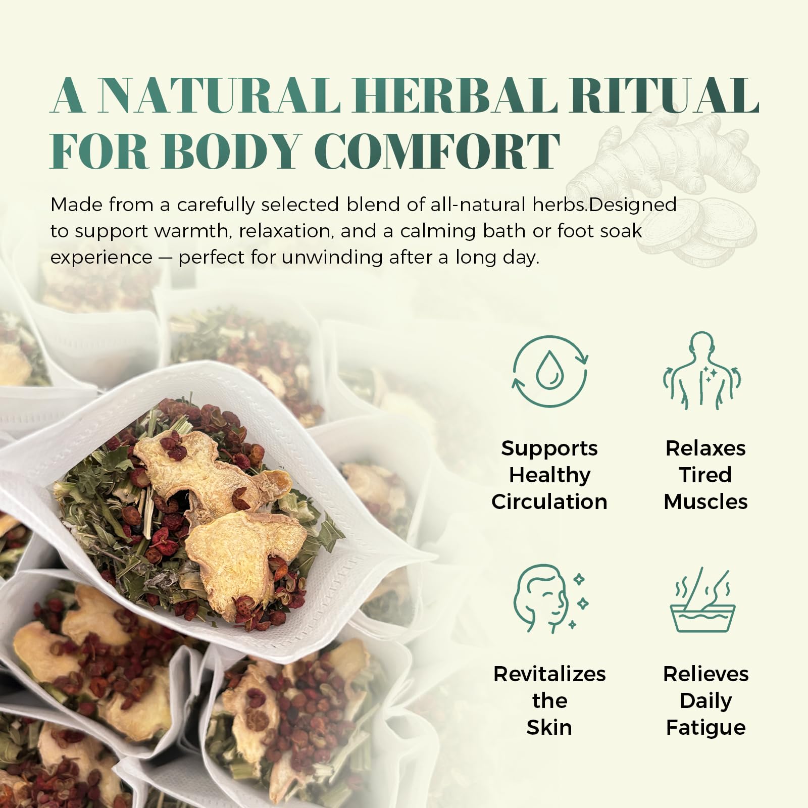 YOYOVIVA Herbal Foot Soak Bags Natural Plant-Based Foot Bath for Relaxation Detox Circulation Stress Relief Gentle Foot Spa Soak for Men Women at Home